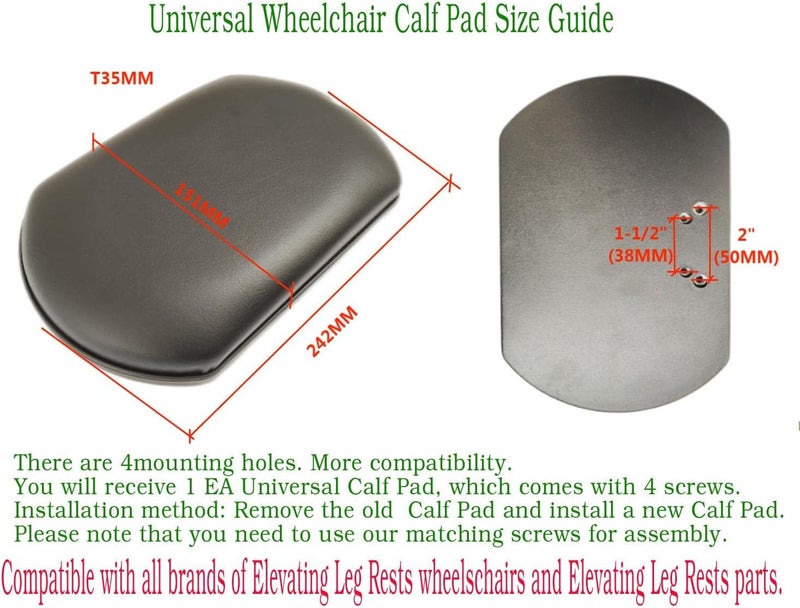 ComsenMed Universal Wheelchair Elevating Leg Rest - Heavy Duty, Upholstered, Vinyl, Black (1Ea) - Image 3